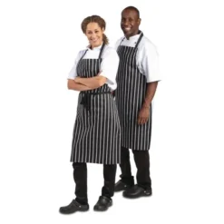 Tablier Bavette Rayé Noir et Blanc - Whites Chefs Clothing