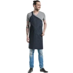 Tablier Bavette Skew Blue Denim - Chaud Devant