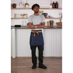 Tablier Serveur Southside Denim Bleu Et Ceinture Ocre - Southside