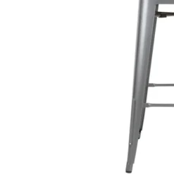 Tabourets Bistro Hauts avec Dossier et Assise en Bois Gris Métallisé - Lot de 4 - Bolero