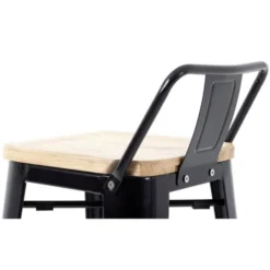 Tabourets Bistro Hauts Noirs - Assise Bois - Lot de 4 - Bolero