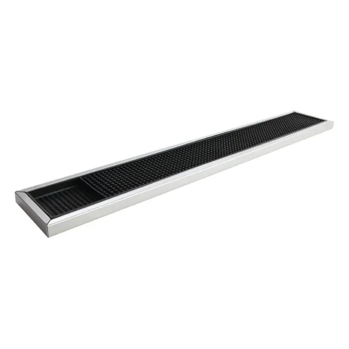 Tapis de Bar en Caoutchouc avec Cadre en Acier Inoxydable Beaumont 600 x 100 mm