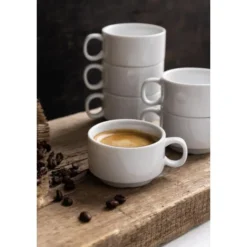 Tasse à expresso empilable blanche Olympia - Boite de 12