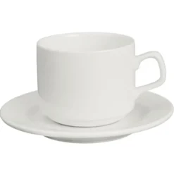 Tasses Empilables Porcelaine Blanche 200 ml - Lot de 6 - Lumina Fine China