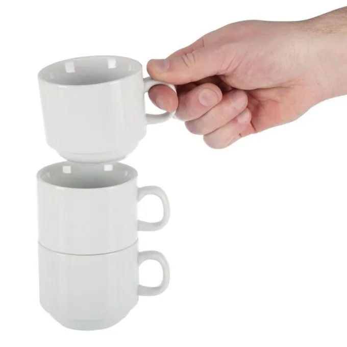 Tasse à Thé Empilable Blanche 200 ml Whiteware Lot de 12 Olympia
