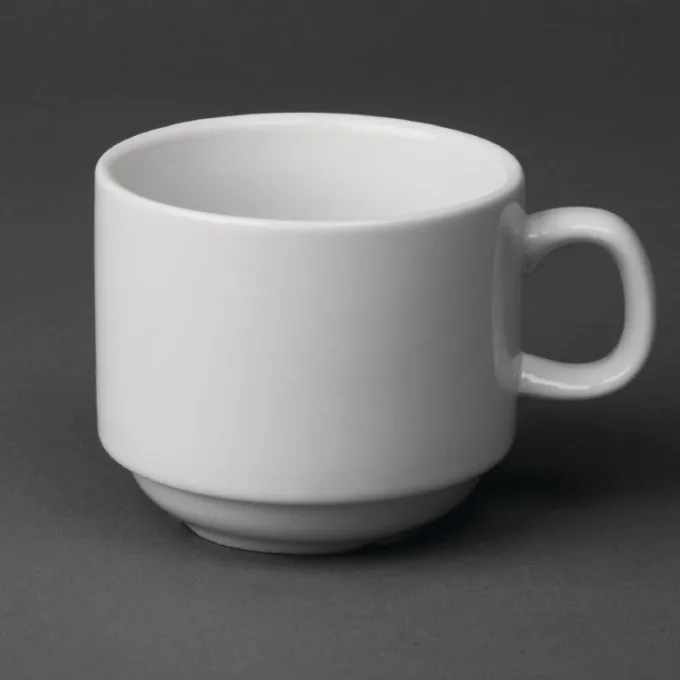 Tasse à Thé Empilable Blanche 200 ml Whiteware Lot de 12 Olympia