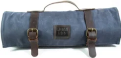 Trousse à Couteaux en Fleur de Cuir et Toile pour 8 Couteaux et Accessoires - Kotai