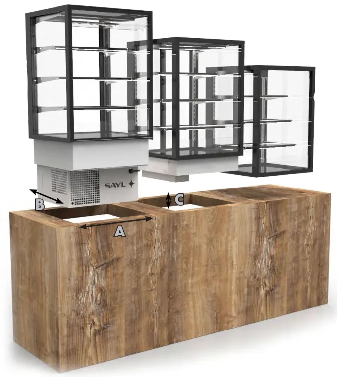 Vitrine Chaude Drop-in Integra 3 Niveaux - 600x600 mm - SAYL