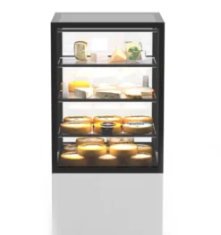 Vitrine Chaude 4 Faces avec Base 60 - 600 x 600 x 1400 mm et avec Accès Frontal - 3 étagères Réglables - Sayl