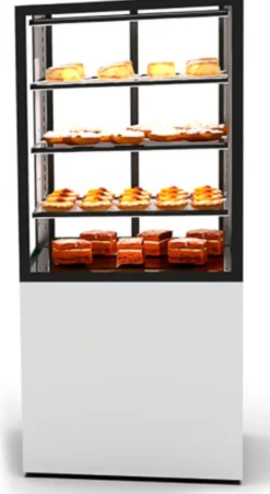 Vitrine Chaude à 4 Faces avec Base 60 - 600 x 600 x 1400 mm et avec Accès Frontal - Température +60°C - Sayl