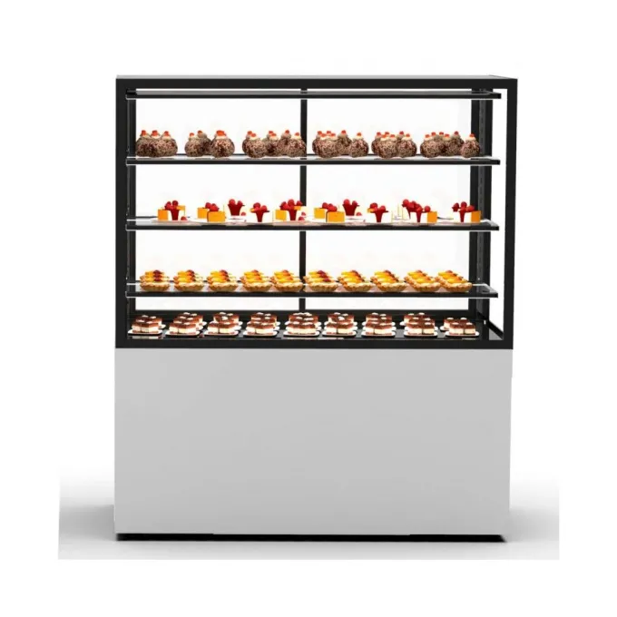 Vitrine Chaude à 4 Faces avec Base 100 - 1000 x 600 x 1400 mm et Sans Accès Frontal - 3 étagères Réglables - Sayl