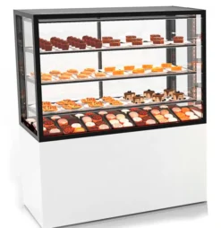 Vitrine Chaude à 4 Faces avec Base 100 - 1000 x 600 x 1400 mm et Avec Accès Frontal - 3 étagères Réglables - Sayl