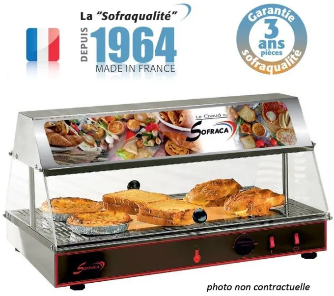 Vitrine chauffante avec bloc lumineux - GN 1/1 - 1 niveau - Sofraca