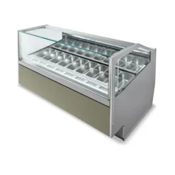 VITRINE CRÈME GLACÉE - FROID VENTILÉ -18/-20°C - 18 BACS DE 5 L - ISOTECH