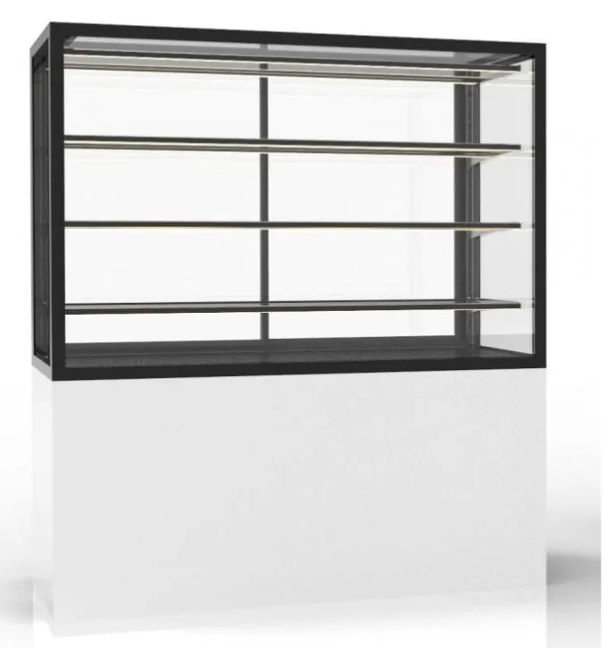 Vitrine Neutre avec Base 120 - 1200 x 600 x 1400 mm et Sans Accès Frontal - 3 étagères Réglables - Sayl