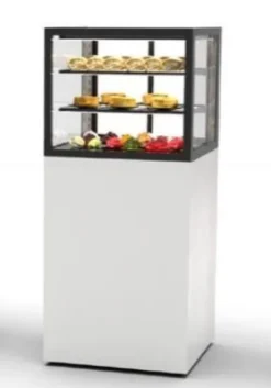 Vitrine Neutre 4 Faces avec Base 60 Serie Integra - 600 x 600 x 1400 mm et Sans Accès Frontal - Sayl