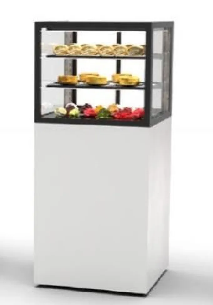 Vitrine Neutre 4 Faces avec Base 60 Serie Integra - 600 x 600 x 1400 mm et Sans Accès Frontal - Sayl