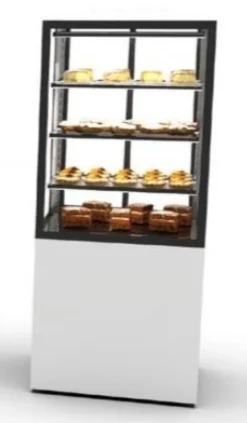 Vitrine Neutre à 4 Faces avec Base 60 - 600 x 600 x 1400 mm et Sans Accès Frontal - 3 étagères Réglables - Sayl