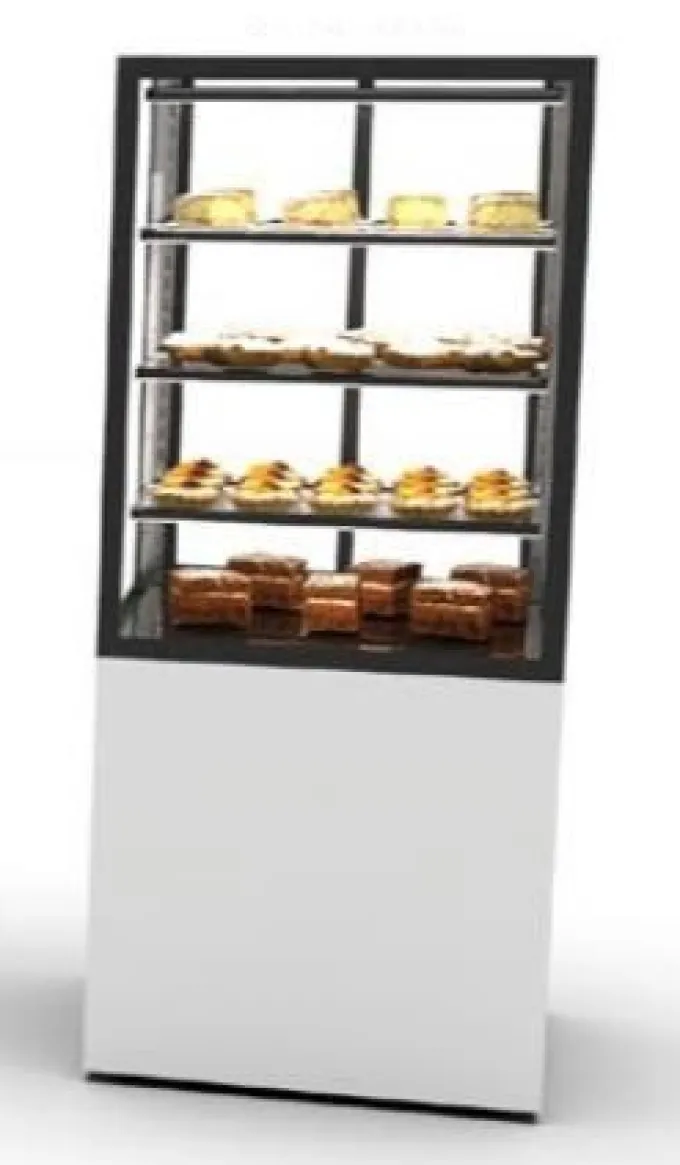 Vitrine Neutre à 4 Faces avec Base 60 - 600 x 600 x 1400 mm et Sans Accès Frontal - 3 étagères Réglables - Sayl