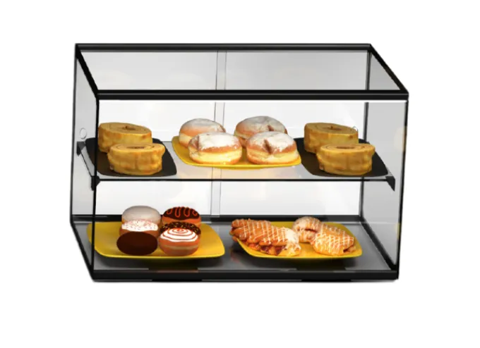 Vitrine Neutre Rectangulaire 2 Etagères en Verre Trempé avec LED - SAYL