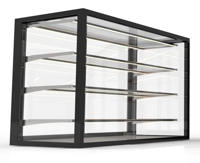 Vitrine Neutre Série Integra Compacte Neutral Base 120 - Accès Arrière - 3 Etagères - Sayl