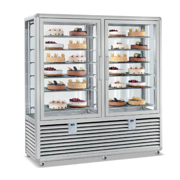 VITRINE NÉGATIVE VENTILÉE BI-TEMPÉRATURE - 5 ÉTAGÈRES TOURNANTES - 427 L - Isotech