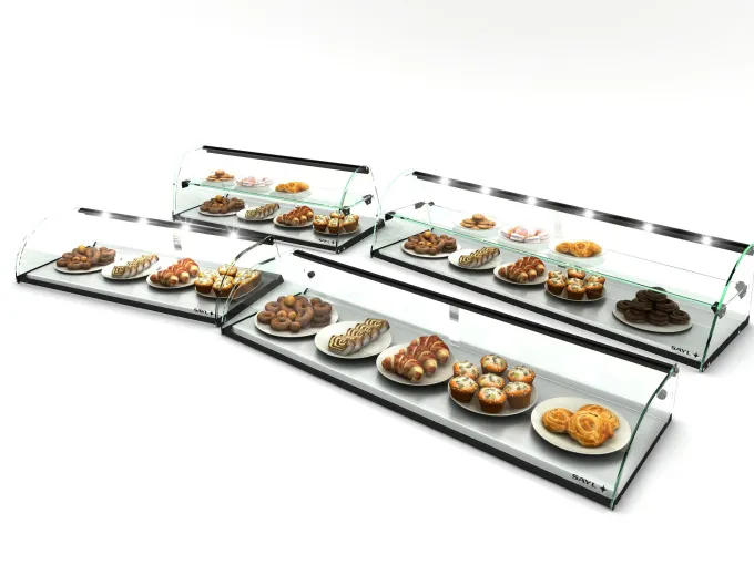 Vitrine Professionnelle Neutre 2 Etagères avec Eclairage - 840x170 mm - SAYL