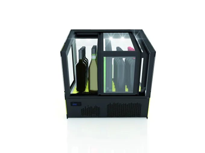 Vitrine Réfrigérée Cubique à Poser Série QBO Base Lumineuse Colorée - 620x670 mm - SAYL