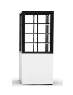 Vitrine Réfrigérée à 4 Faces avec Base 60 - 600 x 600 x 1400 mm et avec Accès Frontal - 3 étagères Réglables - Sayl
