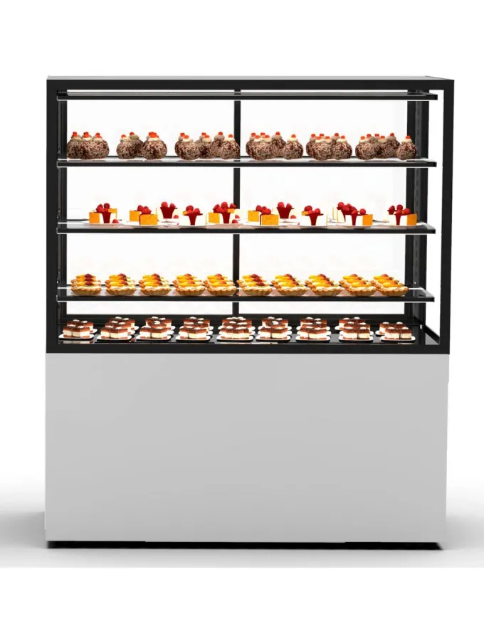 Vitrine Réfrigérée à 4 Faces avec Base 120 - 1200 x 600 x 1400 mm et Sans Accès Frontal - 3 étagères Réglables - Sayl