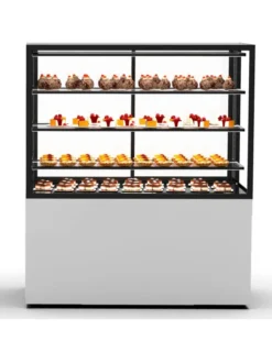 Vitrine Réfrigérée à 4 Faces avec Base 120 - 1200 x 600 x 1400 mm et avec Accès Frontal - 3 étagères Réglables - Sayl