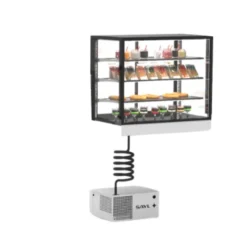 Vitrine Réfrigérée 4 faces Série Cold Integra base 100 - avec Groupe - Accès Arrière - 3 Etagères - Sayl