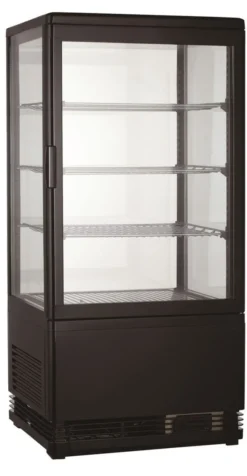Vitrine Réfrigérée 4 Faces Vitrées Noire - 68 L - Combisteel
