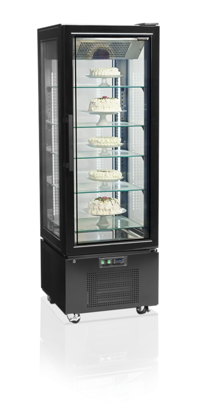 Vitrine Réfrigérée Pâtisserie 4 Faces Vitrées UPD400-F - Couleur Noire - Tefcold