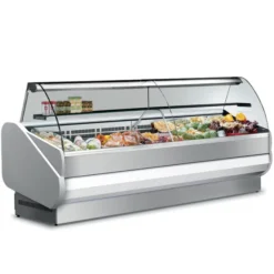 VITRINE RÉFRIGÉRÉE VITRAGE BOMBÉ RABATTABLE - POSITIVE +3° / +5°C - LARG. 1040 MM - ISOTECH