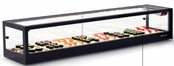 Vitrine Sushi Réfrigérée - 1580 x 380 x 300 mm - Avec Groupe de Réfrigérateur à Distance - SAYL
