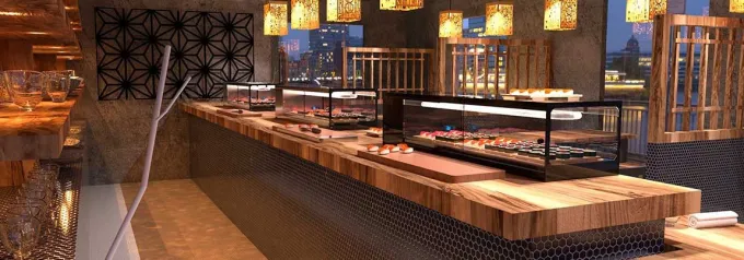 Vitrine Sushi Série LOGIC Cuve Plane avec Groupe Déporté - L 1540 mm - SAYL