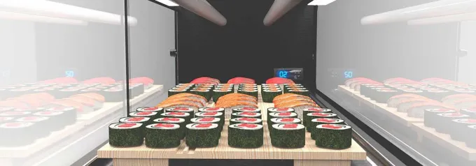 Vitrine Sushi Série LOGIC Cuve Plane avec Groupe Déporté - L 1540 mm - SAYL