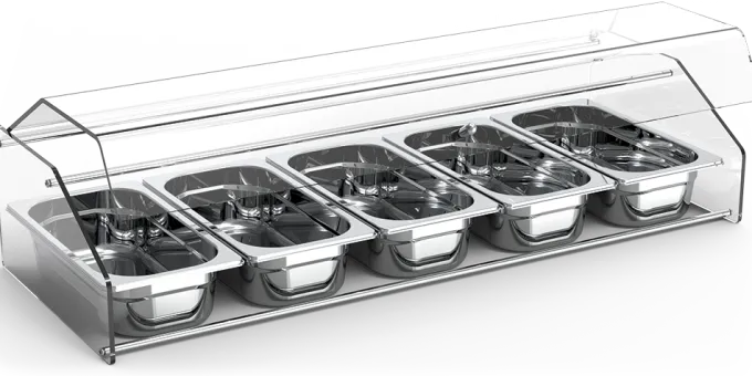 Vitrine à Tapas Neutre pour 5 Bacs GN 1/3 - Fricosmos