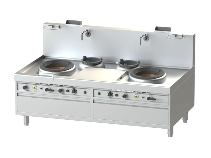 Wok Turbo Gaz Serie 900 - 2 Brûleurs + 2 Neutre - 2 x 40 kW - NAYATI